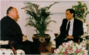 Mawlana Hazar Imam being interviewed by Imran Aslam, at Governor's House Pakistan   2000-10-26